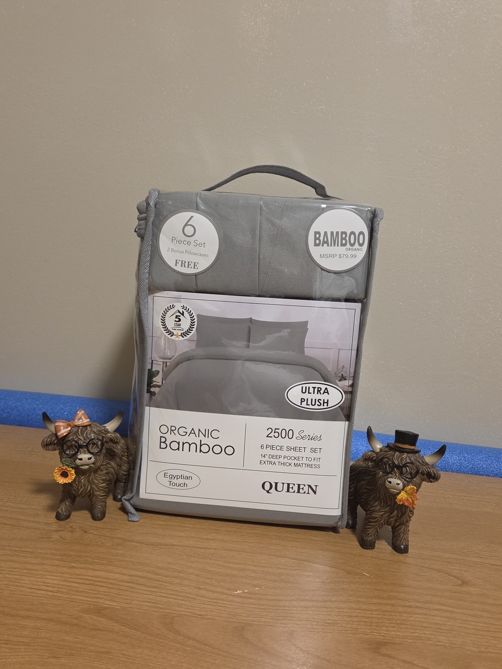 BAMBOO QUEEN 6-Piece Queen Sheet Set - Gray